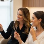 Dentist consulting with a patient about dental aesthetics options
