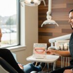 Patient consultation for teeth whitening in a modern dental office